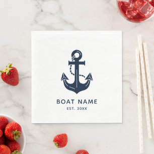 Serviette En Papier Votre nom de bateau Ancre Bleue