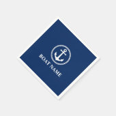 Serviette En Papier Votre nom de bateau Ancre de mer bleue (Coin)