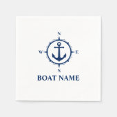 Serviette En Papier Votre nom de bateau Bleu Ancre Compass (Devant)