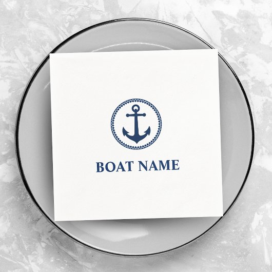 Serviette En Papier Votre nom de bateau Blue Sea Ancre