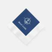 Serviette En Papier Votre nom de bateau Compass Ancre Blue Cocktail (Coin)