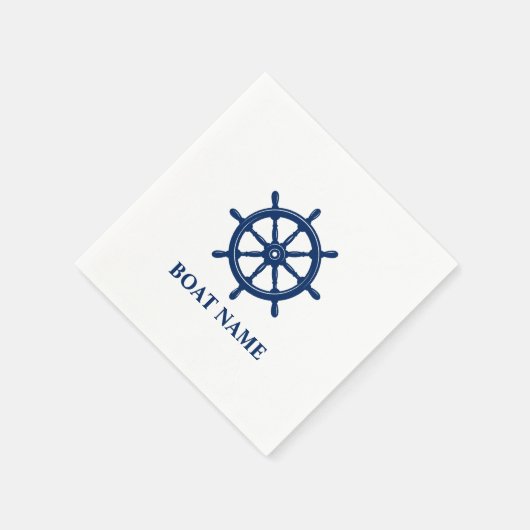 Serviette En Papier Votre nom de bateau Navires Roue Helm Navy Blue (Coin)