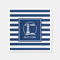 Votre nom de bateau Phare classique nautique rayé