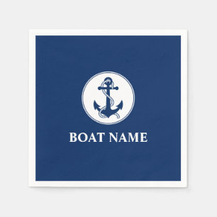 Serviette En Papier Votre nom de bateau Rope & Ancre Blue