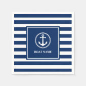 Serviette En Papier Votre nom de bateau Sea Ancre Blue Stripes (Devant)