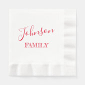 Serviette En Papier Votre nom de famille Red Script personnalisé (Devant)