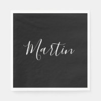 Votre nom | Élégant script blanc sur noir