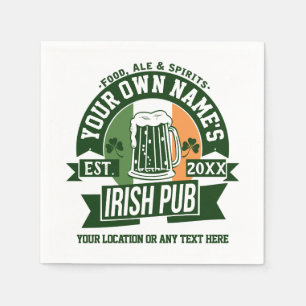 Serviette En Papier Votre nom Irish Pub   Personnalisez la Saint Patri