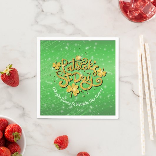 Serviette En Papier Votre nom Message Jour de la Saint Patrick Gold Sh (En situation)