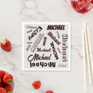 Serviette En Papier Votre nom motif monogramme rose couleur ombre