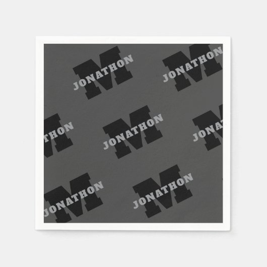 Serviette En Papier Votre nom ou nom commercial | Masculine moderne Gr (Devant)