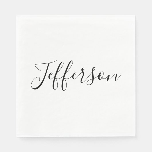 Serviette En Papier Votre nom | Script élégant (Devant)