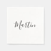 Serviette En Papier Votre nom | Script élégant (Devant)