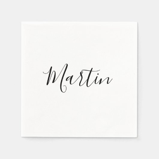 Serviette En Papier Votre nom | Script élégant (Devant)