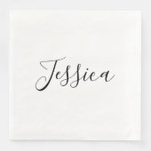 Serviette En Papier Votre nom | Script élégant (Devant)