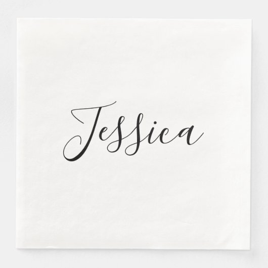 Serviette En Papier Votre nom | Script élégant (Devant)