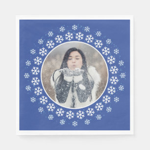 Serviette En Papier VOTRE PHOTO dans un Snowflake Frame serviettes en