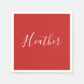 Serviette En Papier Votre script blanc personnalisé en rouge (Devant)