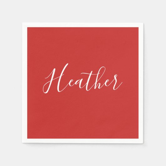 Serviette En Papier Votre script blanc personnalisé en rouge (Devant)