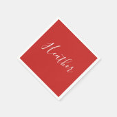 Serviette En Papier Votre script blanc personnalisé en rouge (Coin)