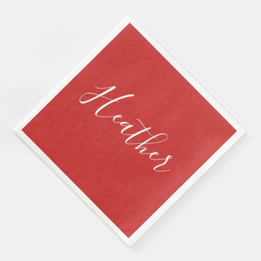 Serviette En Papier Votre script blanc personnalisé en rouge (Coin)