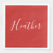 Serviette En Papier Votre script blanc personnalisé en rouge (Devant)