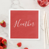 Serviette En Papier Votre script blanc personnalisé en rouge (En situation)