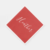 Serviette En Papier Votre script blanc personnalisé en rouge (Coin)