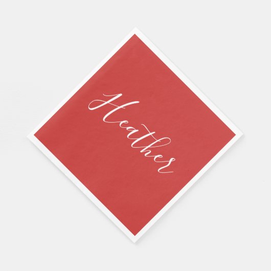 Serviette En Papier Votre script blanc personnalisé en rouge (Coin)