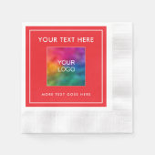 Serviette En Papier Votre texte de logo Noël Rouge Blanc Cocktail inve (Devant)