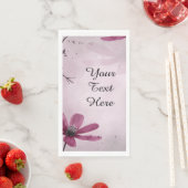 Serviette En Papier Votre texte personnalisé - Fleurs roses profondes  (En situation)