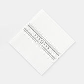 Serviette En Papier Votre texte personnalisé & Rayures Modernes | Noir (Coin)