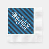 Serviette En Papier Votre texte sur Garder Calme Bleu Stripes (Devant)