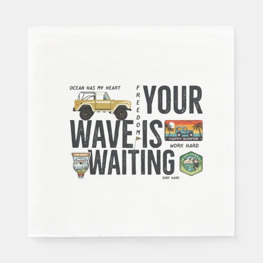 Serviette En Papier Votre vague attend (Devant)