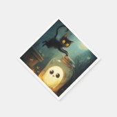 Serviette En Papier Vous avez - Chat d'Halloween et fantôme (Coin)