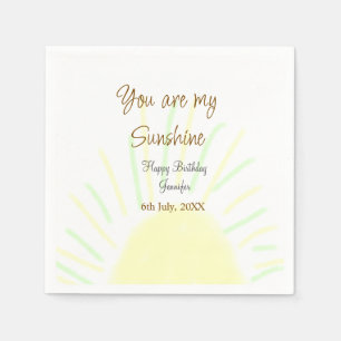 Serviette En Papier Vous êtes mon soleil jaune pastel anniversaire ajo