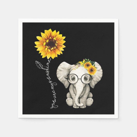 Serviette En Papier Vous Êtes Mon Sunshine Hippie Sunflower Elephant (Devant)