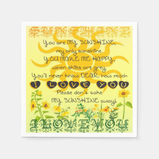 Serviette En Papier Vous êtes My Sunshine avec Fleurs en Jaune