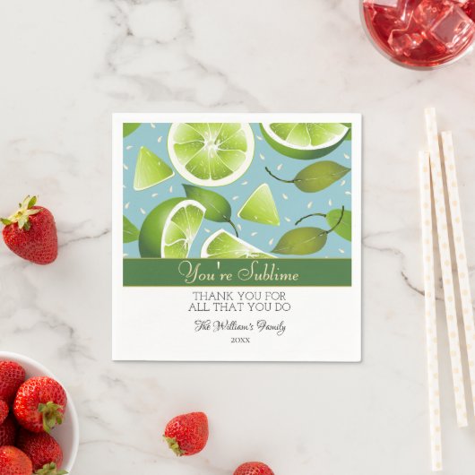 Serviette En Papier Vous êtes Sublime Lime Citrus Fruit | MERCI (En situation)