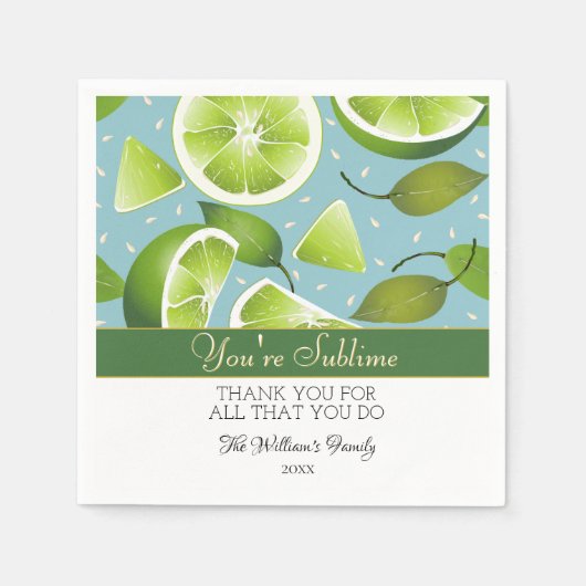 Serviette En Papier Vous êtes Sublime Lime Citrus Fruit | MERCI (Devant)
