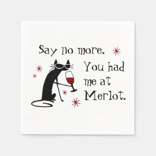Serviette En Papier Vous m'avez eu à Merlot Funny Wine Pun