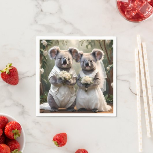 Serviette En Papier "Vows À feuillage persistant : Un Mariage Koala en (En situation)