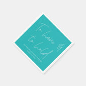 Serviette En Papier Vows de Calligraphie moderne Mariage Turquoise (Coin)