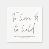 Serviette En Papier Vows de calligraphie moderne noir blanc Mariage (Devant)