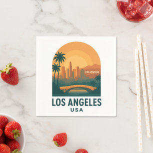 Serviette En Papier Voyage à Los Angeles à l'ancienne – Hollywood Rétr