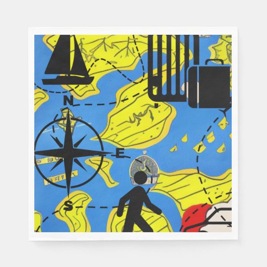 Serviette En Papier Voyage dans le monde (Devant)