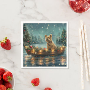 Serviette En Papier Voyage de fête de Noël du Cairn Terrier