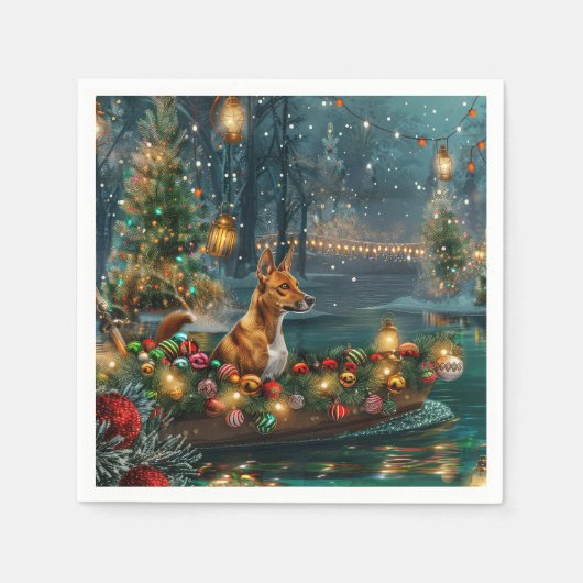 Serviette En Papier Voyage de Noël de Basenji (Devant)