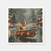 Serviette En Papier Voyage festif de Noël beagle (Devant)