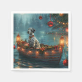 Serviette En Papier Voyage festif de Noël dalmate (Devant)